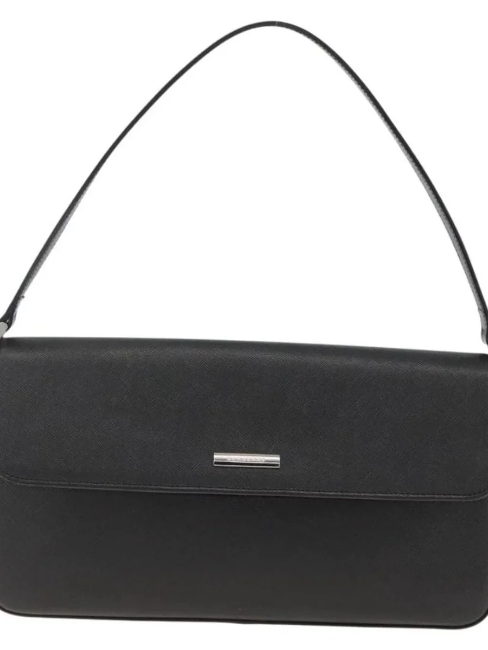 BURBERRY Shoulder Bag Leather Black Silver Auth ep13804 - Picture 3 of 16